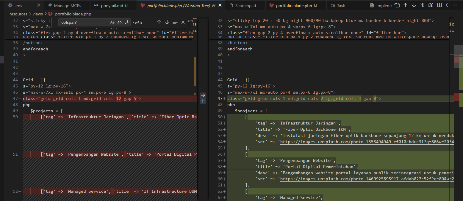 Screenshot results, changes by AI Gemini Antigravity IDE