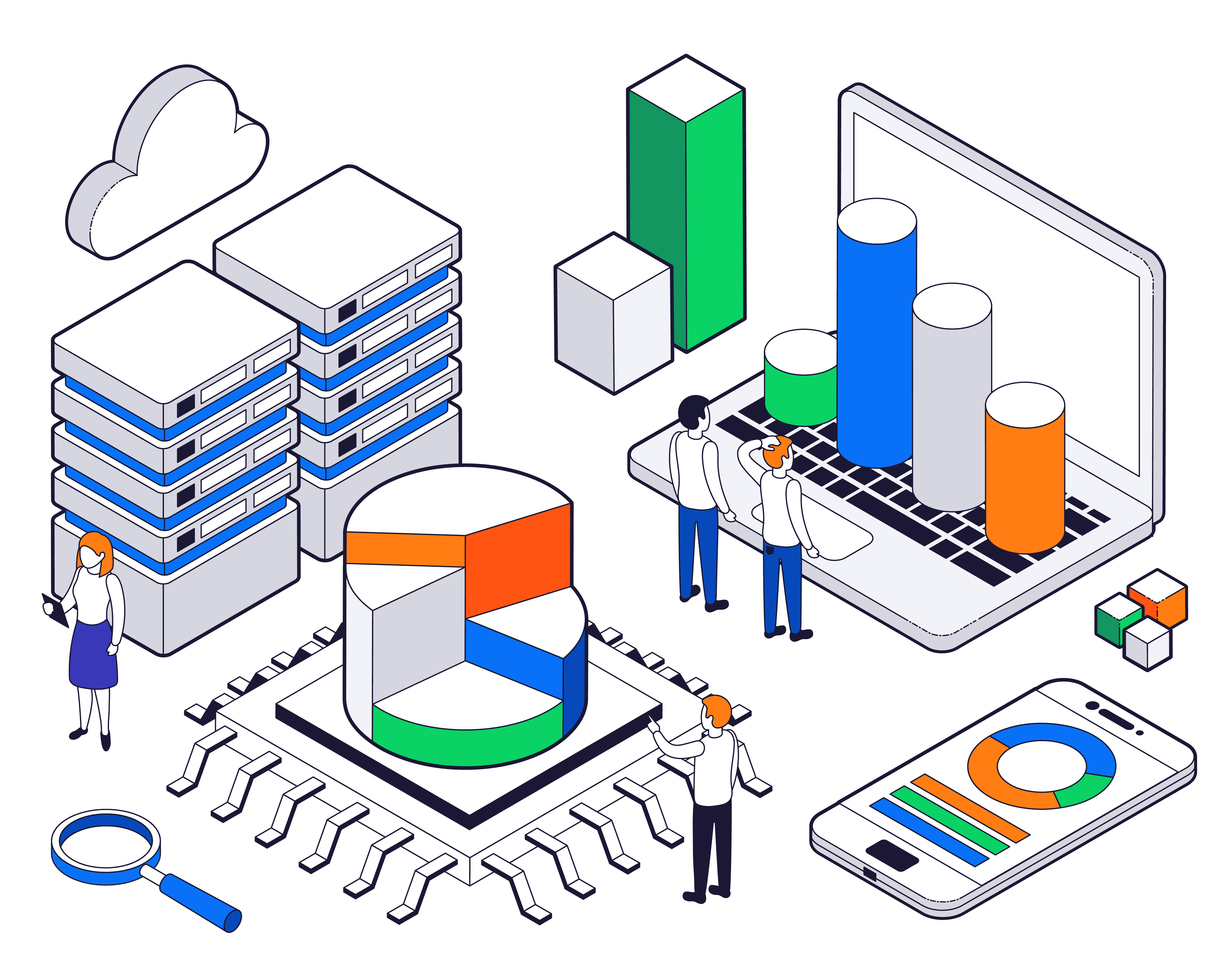 Komposisi isometrik analisis ilmu data besar (Freepik)